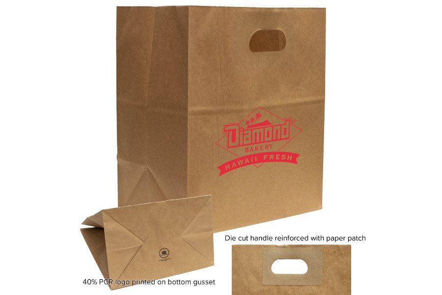 Natural Kraft Die Cut Handle Bags Printed Flexo
