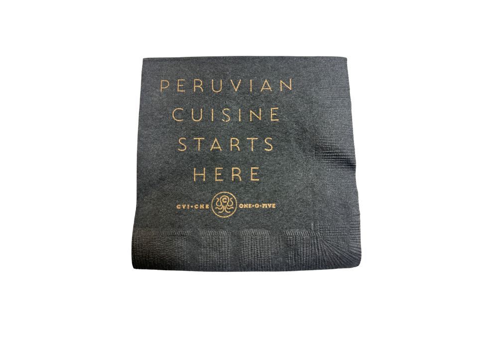 Black 2 Ply Coined Edge Beverage Napkins Printed