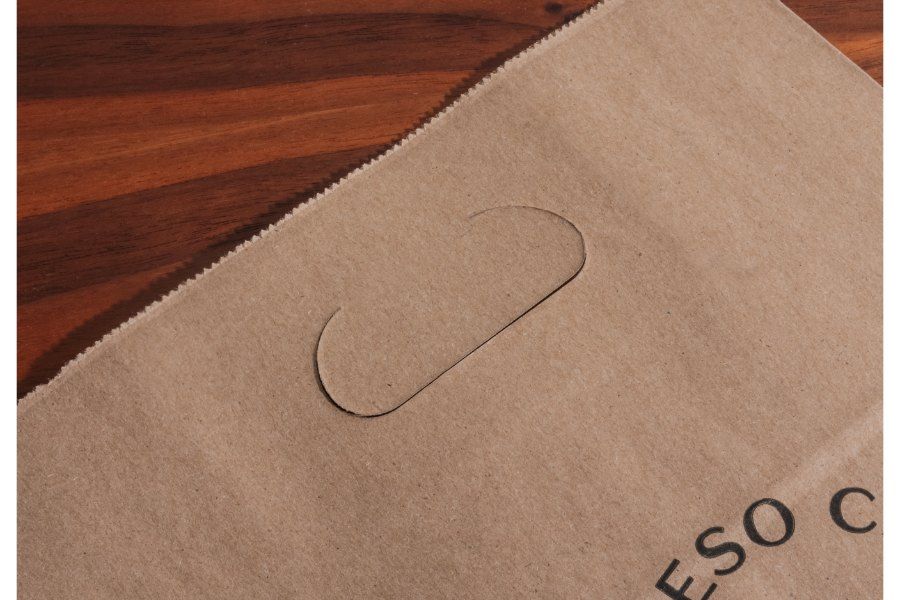 Natural Kraft Die Cut Handle Bags Printed Flexo